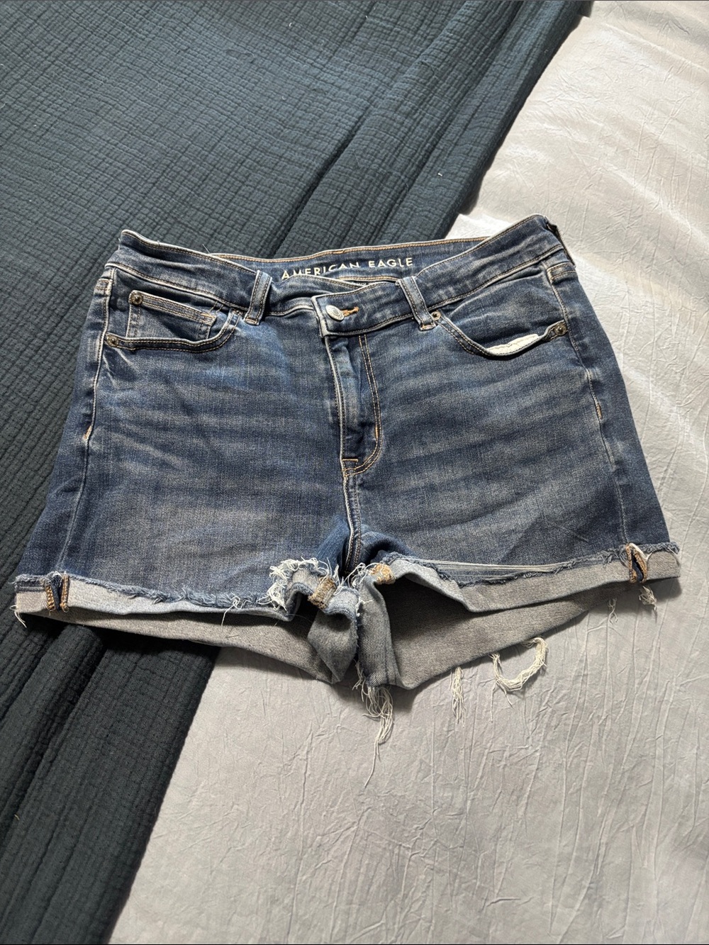 American Eagle Outfitters Blue Distressed Denim Cutoff Shorts